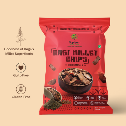 Gluten Free Ragi & Millet Chips 100gms - Health and Taste in one Snack - Pack of 2
