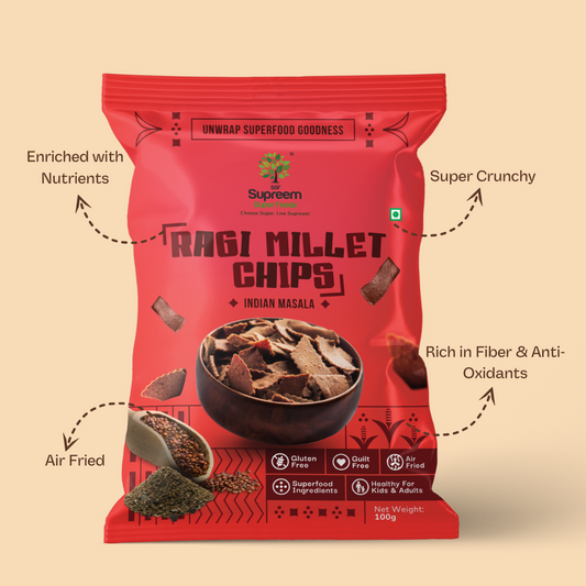 Gluten Free Ragi & Millet Chips 100gms - Health and Taste in one Snack - Pack of 2