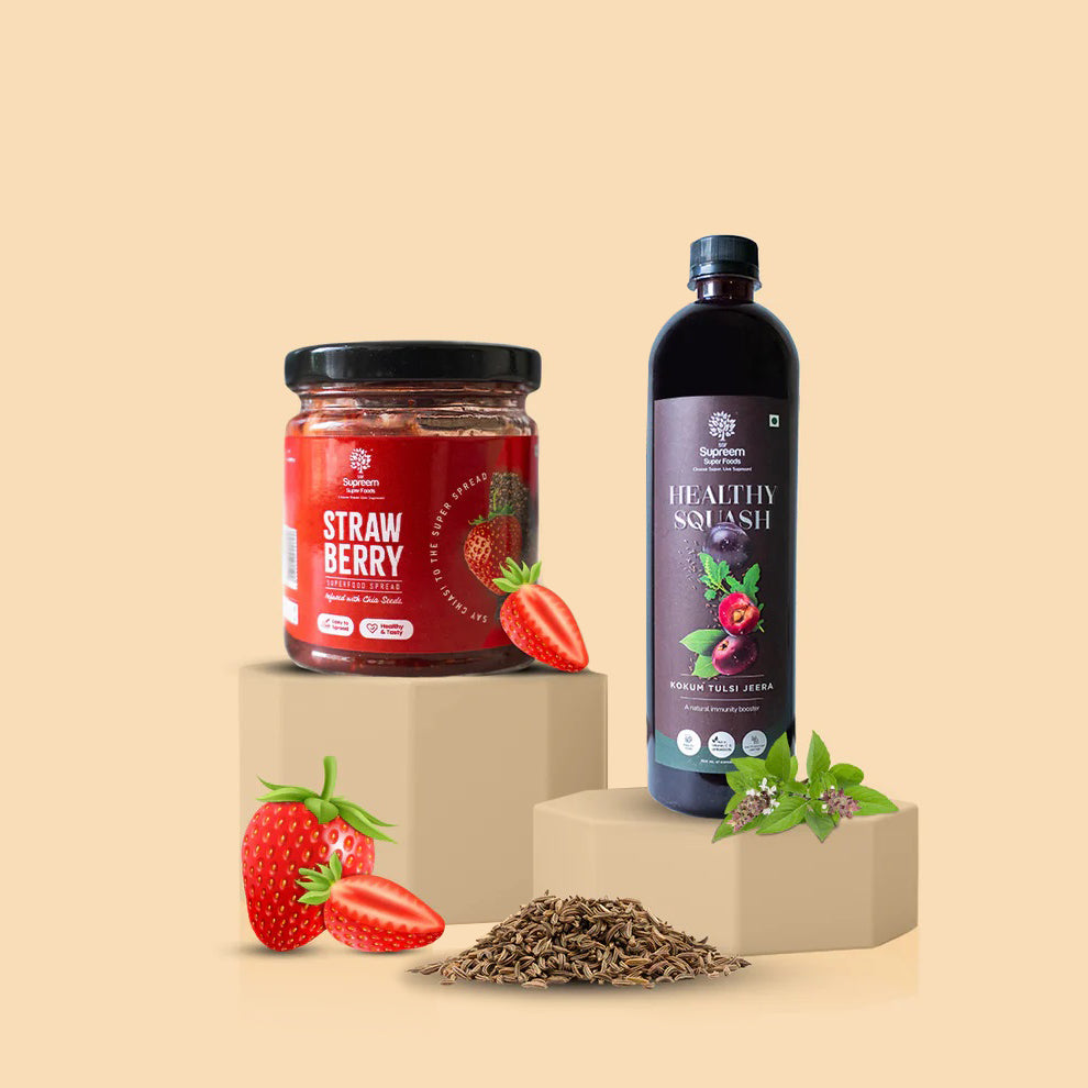 Kokum Tulsi Jeera Squash + Strawberry Spread 200 gms