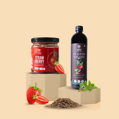 Kokum Tulsi Jeera Squash + Strawberry Spread 200 gms