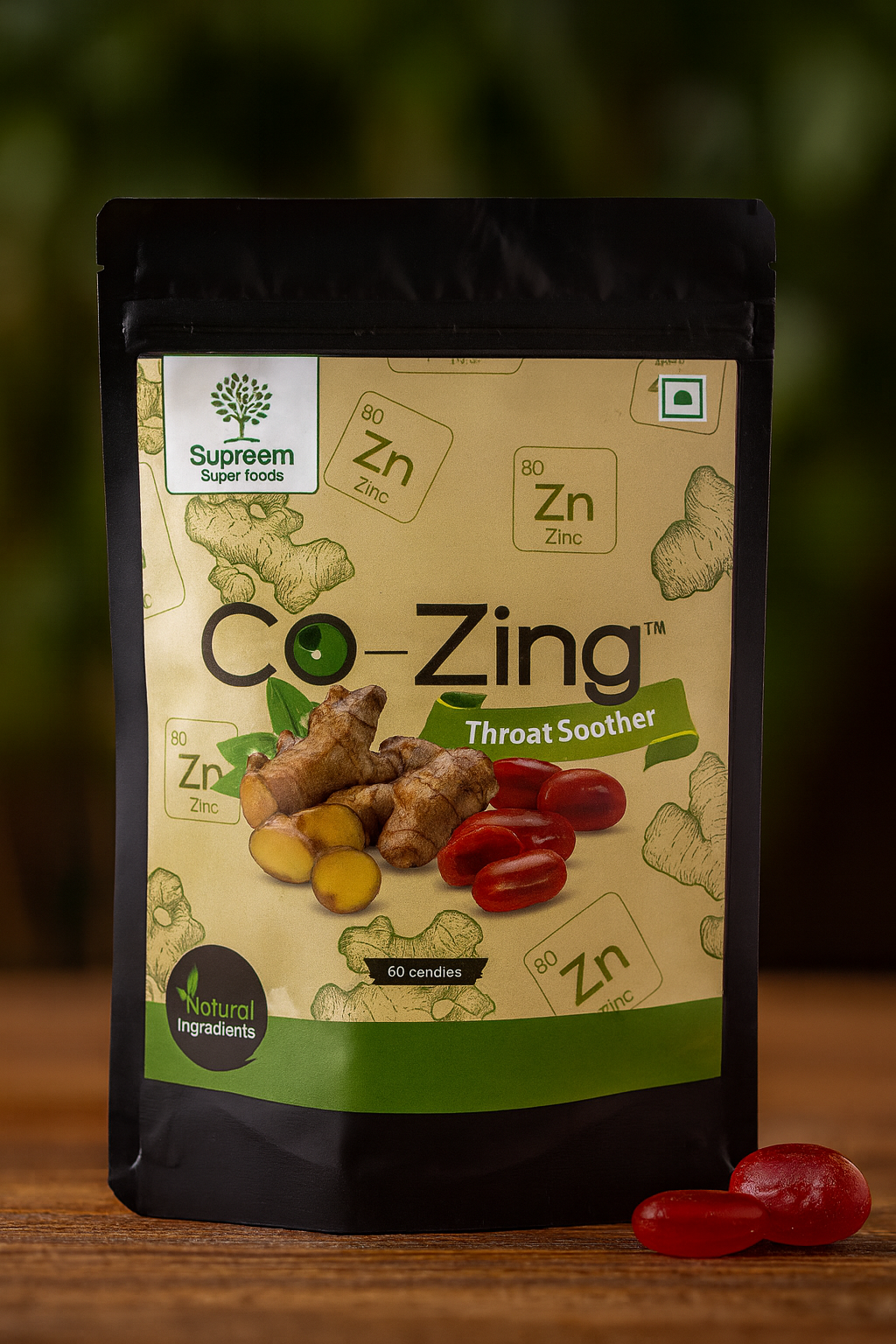 Co-Zing™ - Throat Soother Candy (Ginger extract and Zinc) Combo Pack 96 candies – Pack of 2