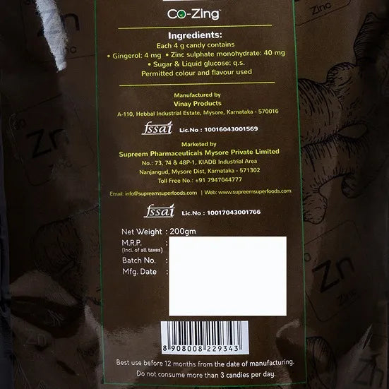 Co-Zing™ - Throat Soother Candy (Ginger extract and Zinc) Combo Pack 96 candies – Pack of 2