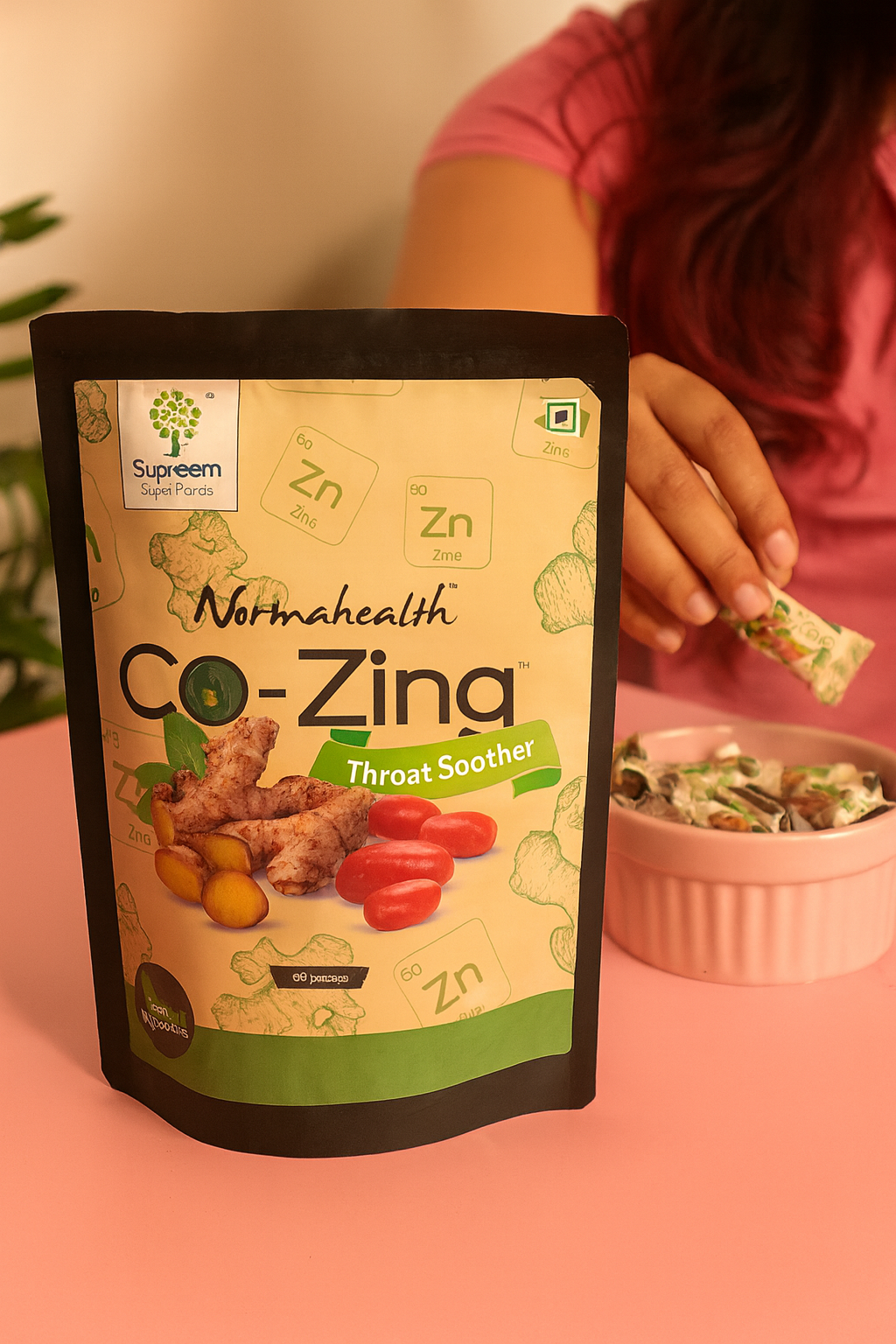 Co-Zing™ - Throat Soother Candy (Ginger extract and Zinc) Combo Pack 96 candies – Pack of 2