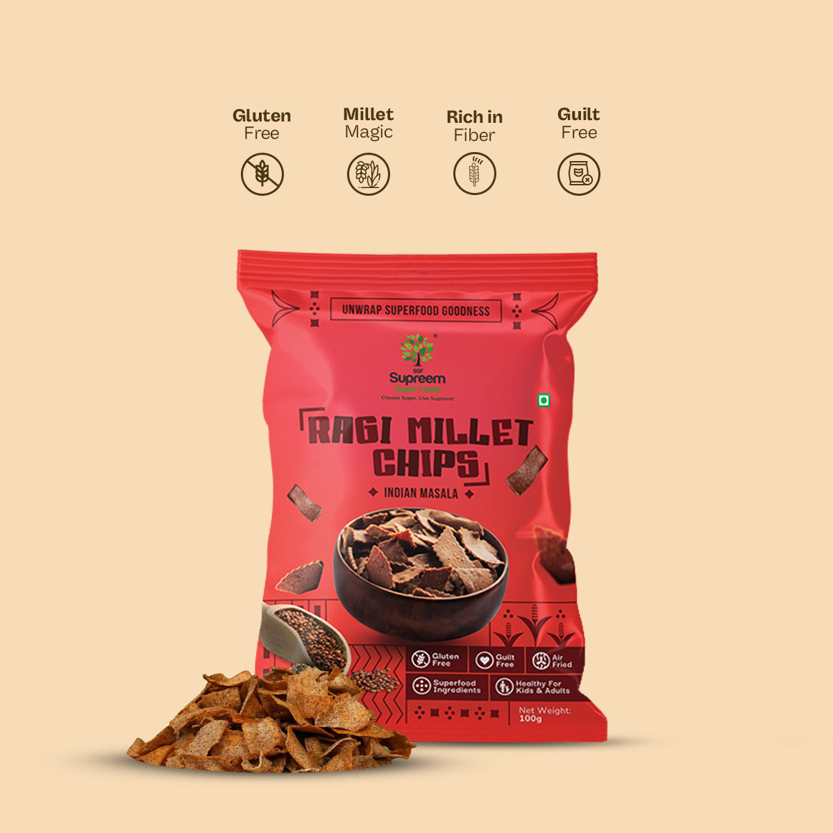 Litchi Amla Squash + Ragi Millet Chips pack of 2