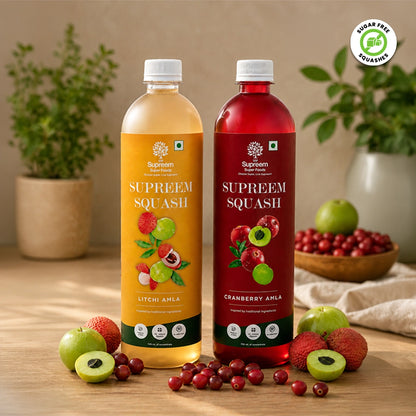 Amla Fusion Duo Cranberry Amla + Litchi Amla Squash Combo