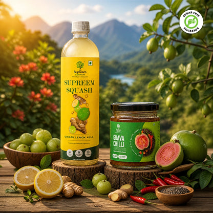 Ginger Lemon Amla Squash + Guava Chilli Spread 200gms