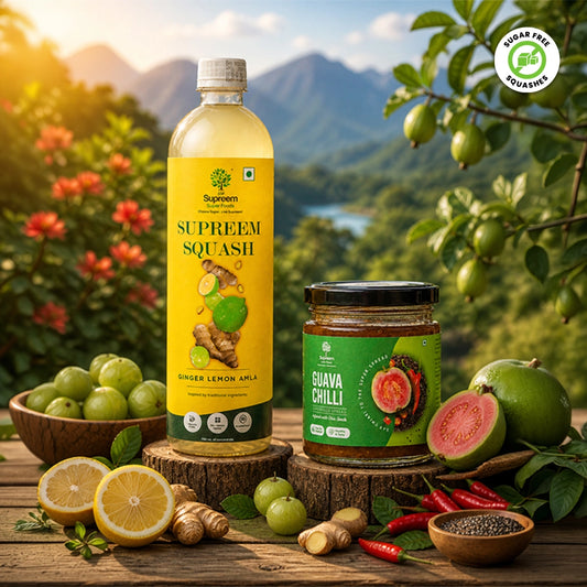 Ginger Lemon Amla Squash + Guava Chilli Spread 200gms