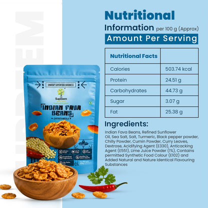 Gluten Free Indian Fava Beans  100gms - Chatpata Masala Snack - Pack of 2