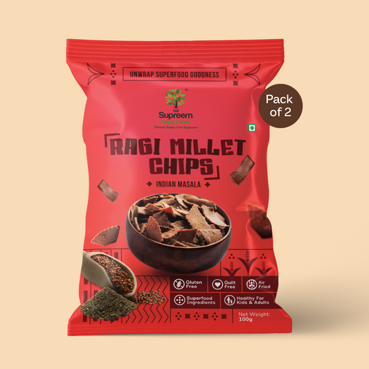 Gluten Free Ragi & Millet Chips 100gms - Health and Taste in one Snack - Pack of 2