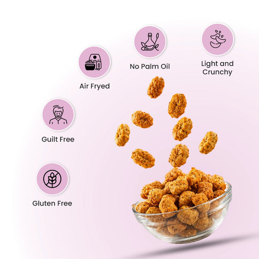 Gluten Free Quinoa Puffs 70 gms - Roasted Puffs Snack with Cheese & Garlic - Pack of 2 Roasted Puffs with Cheese & Garlic Snack